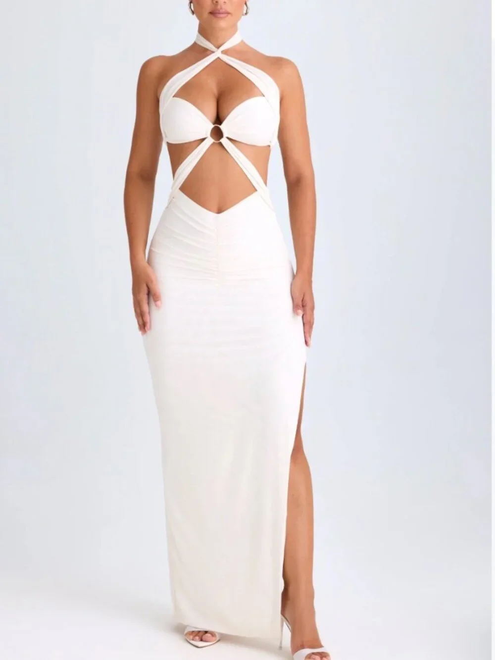 Oh Polly Ivory Cut-Out Halter Maxi Dress – NWT - Picture 1 of 3